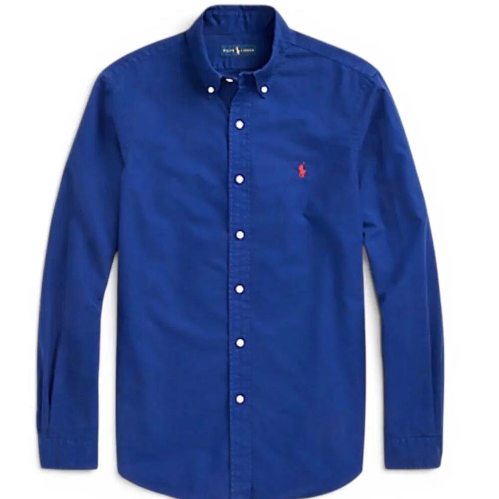 NWT Polo Ralph Lauren Oxford Shirt Classic Fit Light Navy Red Pony Men Medium